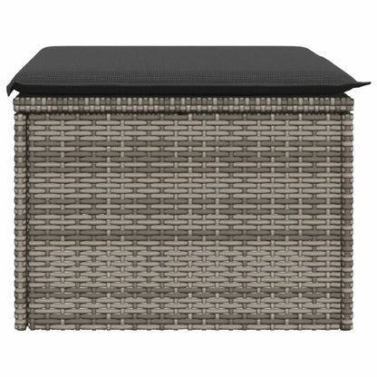 Sgabello Giardino con Cuscino Grigio 55x55x37 cm in Polyrattan | homemem39