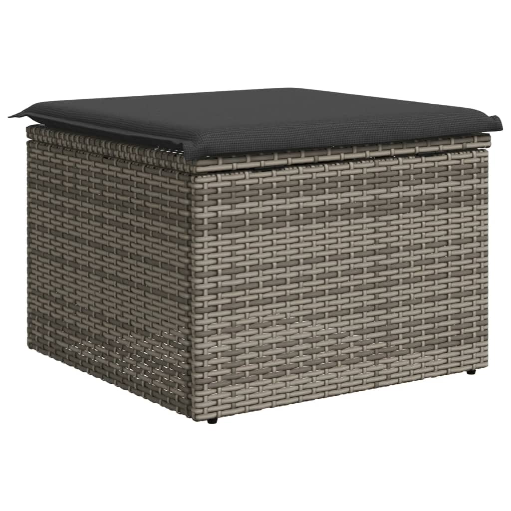 Sgabello Giardino con Cuscino Grigio 55x55x37 cm in Polyrattan | homemem39