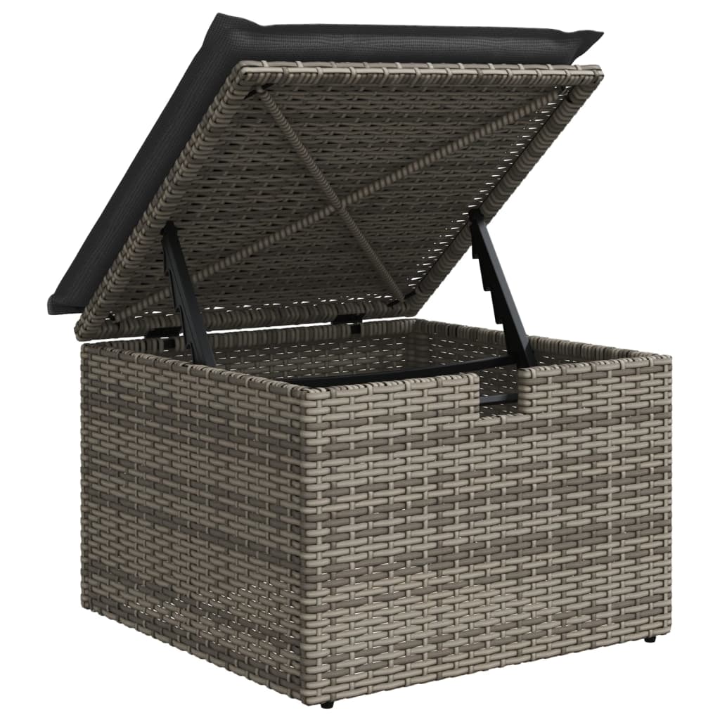 Sgabello Giardino con Cuscino Grigio 55x55x37 cm in Polyrattan | homemem39