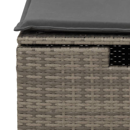 Sgabello Giardino con Cuscino Grigio 55x55x37 cm in Polyrattan | homemem39