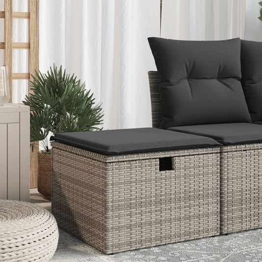 Sgabello Giardino con Cuscino Grigio 55x55x37 cm in Polyrattan | homemem39