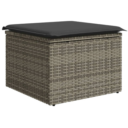 Sgabello Giardino con Cuscino Grigio 55x55x37 cm in Polyrattan | homemem39