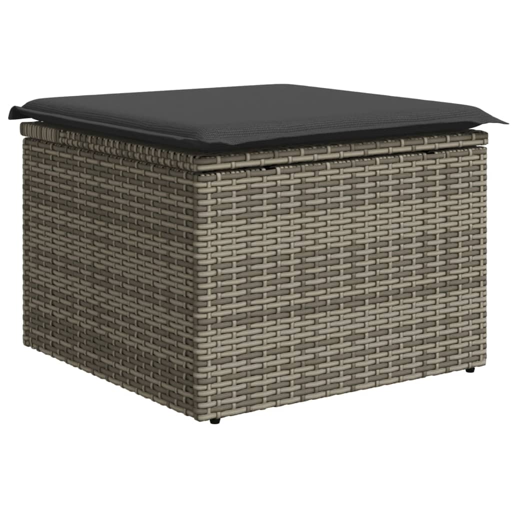 Sgabello Giardino con Cuscino Grigio 55x55x37 cm in Polyrattan - homemem39