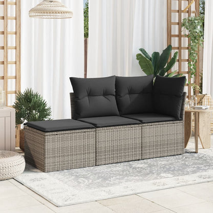 Sgabello Giardino con Cuscino Grigio 55x55x37 cm in Polyrattan | homemem39