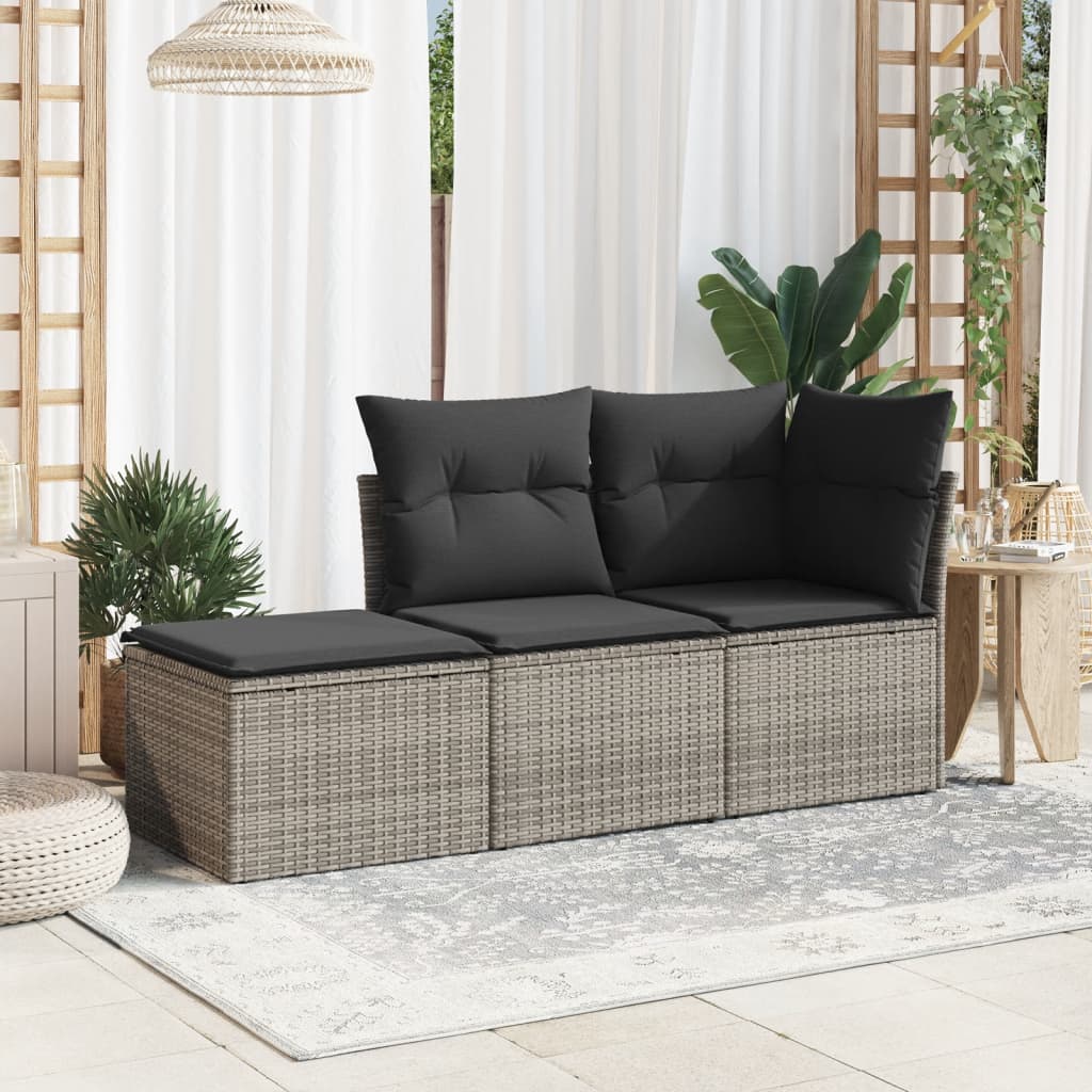 Sgabello Giardino con Cuscino Grigio 55x55x37 cm in Polyrattan - homemem39