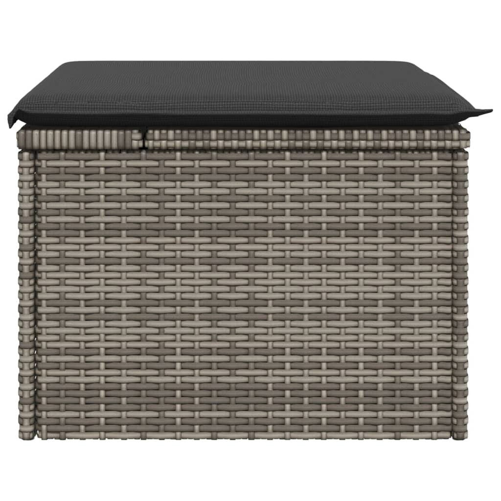 Sgabello Giardino con Cuscino Grigio 55x55x37 cm in Polyrattan | homemem39