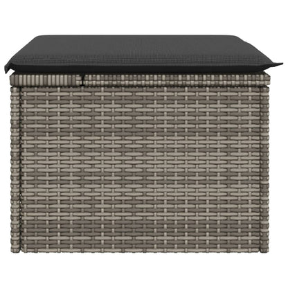 Sgabello Giardino con Cuscino Grigio 55x55x37 cm in Polyrattan | homemem39