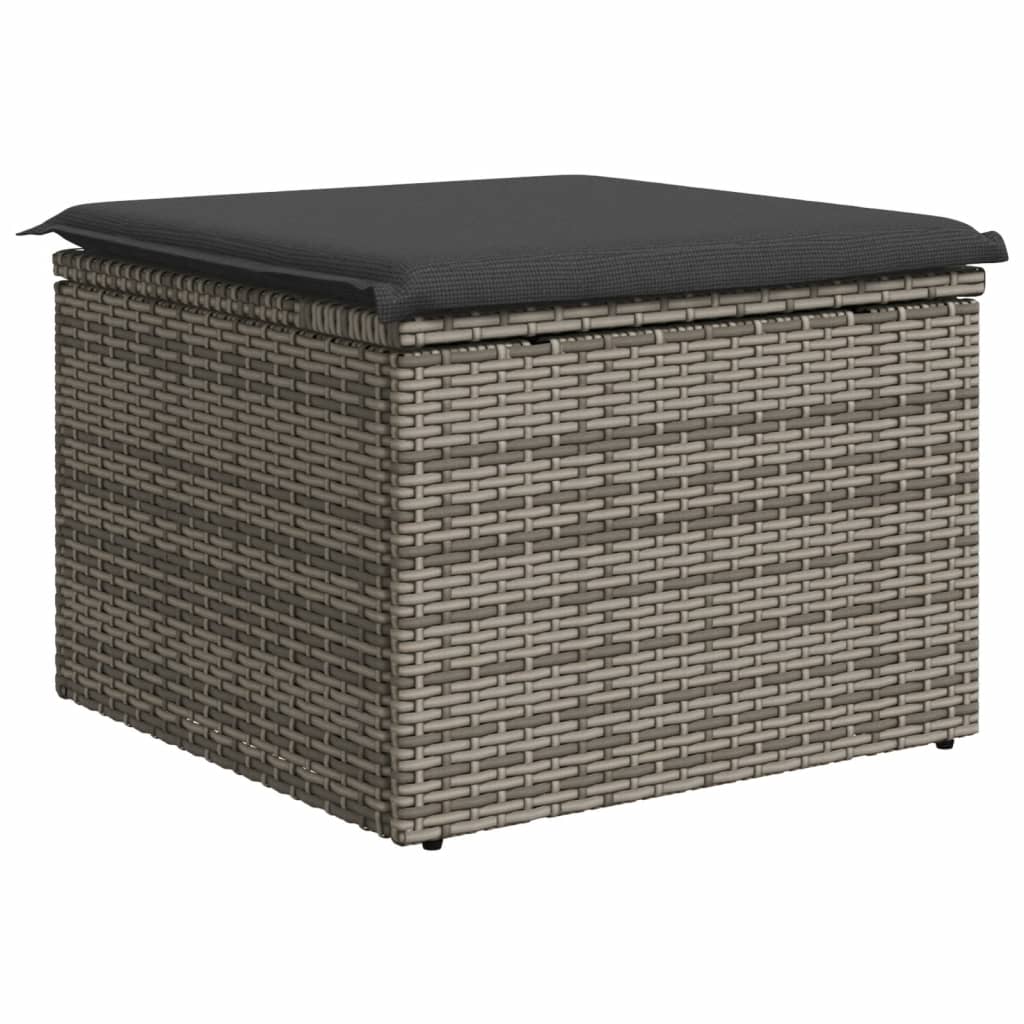 Sgabello Giardino con Cuscino Grigio 55x55x37 cm in Polyrattan | homemem39