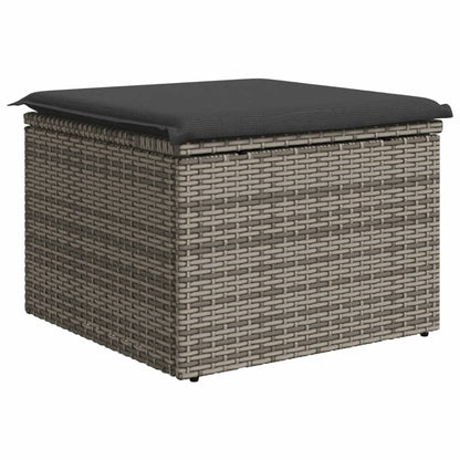 Sgabello Giardino con Cuscino Grigio 55x55x37 cm in Polyrattan - homemem39