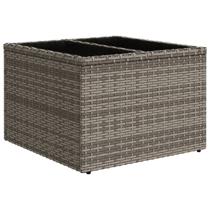Tavolo da Giardino Piano in Vetro Grigio 55x55x37 cm Polyrattan | homemem39