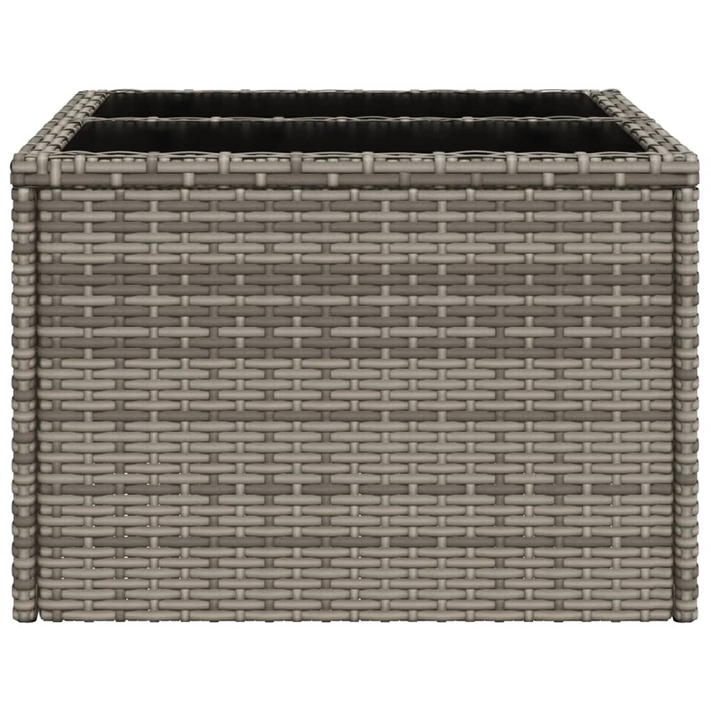 Tavolo da Giardino Piano in Vetro Grigio 55x55x37 cm Polyrattan | homemem39