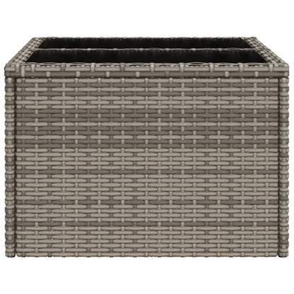 Tavolo da Giardino Piano in Vetro Grigio 55x55x37 cm Polyrattan | homemem39