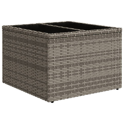 Tavolo da Giardino Piano in Vetro Grigio 55x55x37 cm Polyrattan | homemem39
