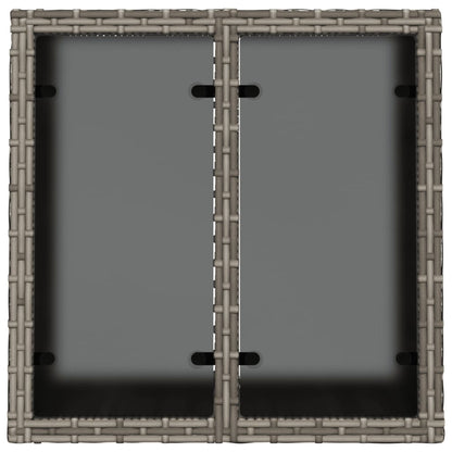 Tavolo da Giardino Piano in Vetro Grigio 55x55x37 cm Polyrattan | homemem39