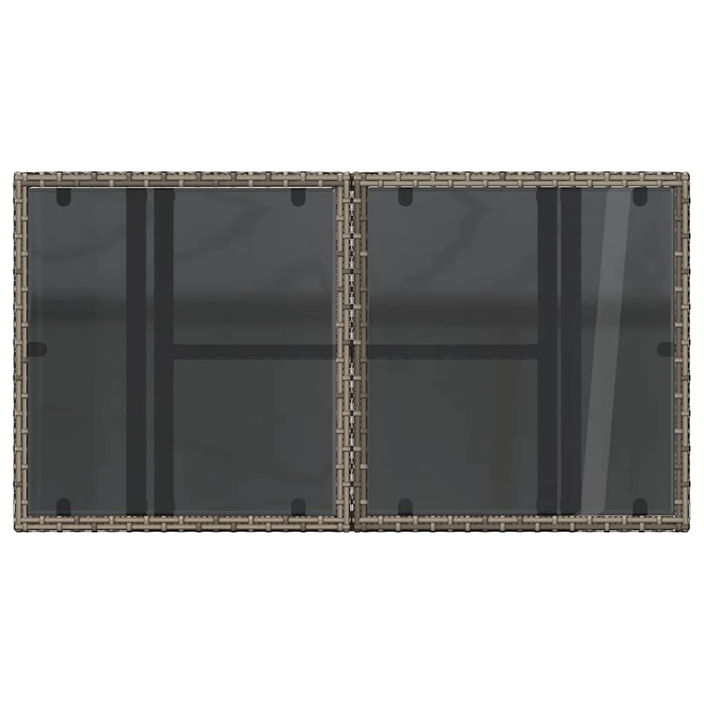 Tavolo da Giardino Piano in Vetro Grigio 100x55x73cm Polyrattan