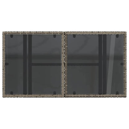 Tavolo da Giardino Piano in Vetro Grigio 100x55x73cm Polyrattan