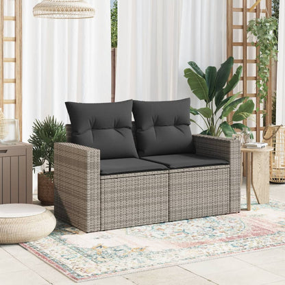 Divano da Giardino con Cuscini 2 Posti Grigio in Polyrattan | homemem39