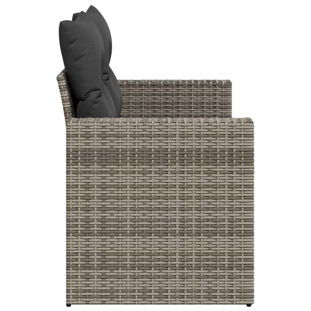 Divano da Giardino con Cuscini 2 Posti Grigio in Polyrattan | homemem39