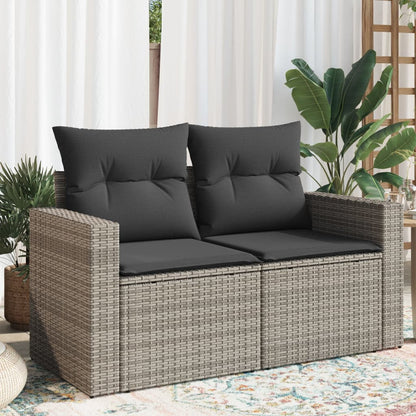 Divano da Giardino con Cuscini 2 Posti Grigio in Polyrattan | homemem39