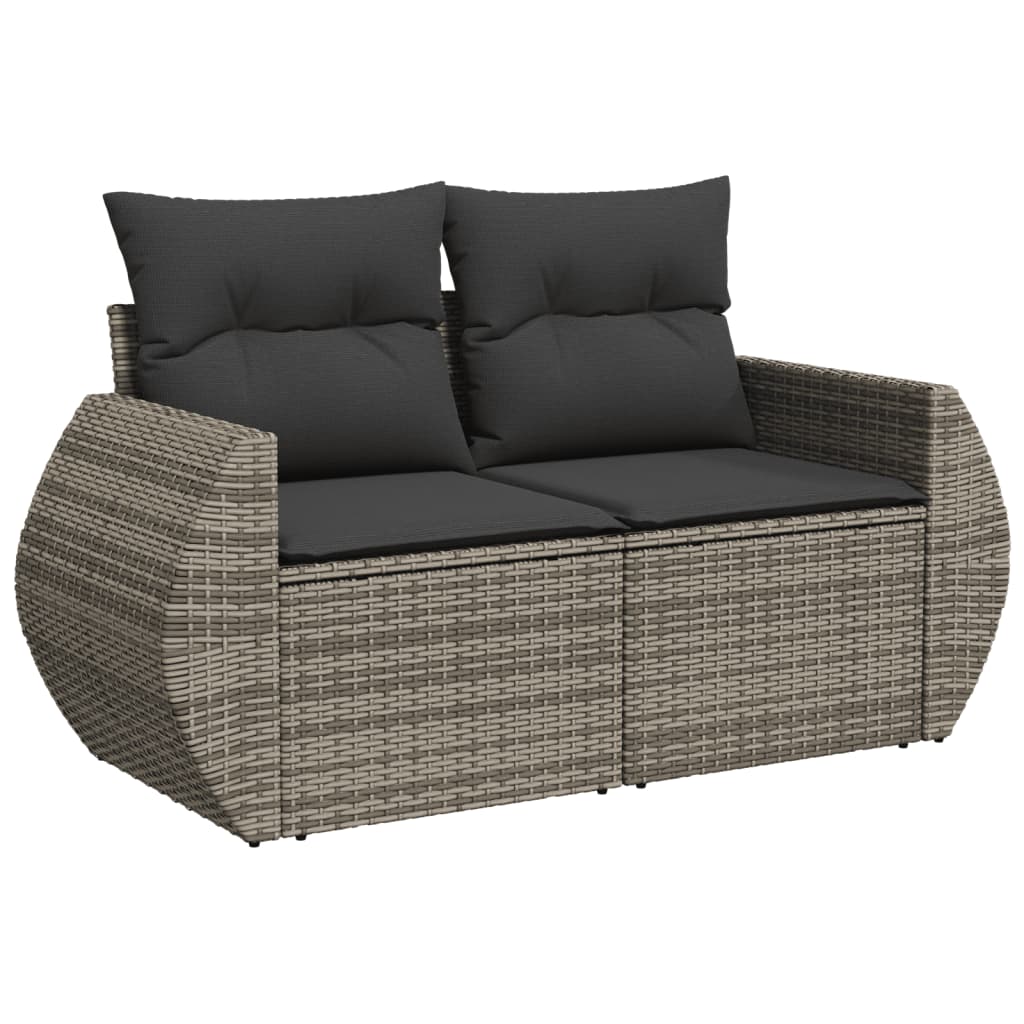 Divano da Giardino con Cuscini 2 Posti Grigio in Polyrattan | homemem39