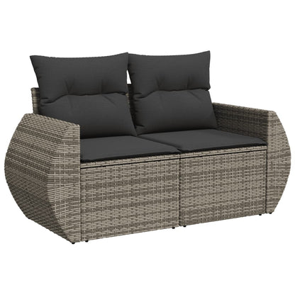 Divano da Giardino con Cuscini 2 Posti Grigio in Polyrattan | homemem39