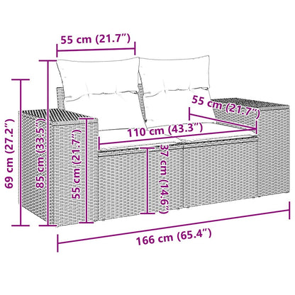 Divano da Giardino con Cuscini 2 Posti Grigio in Polyrattan - homemem39