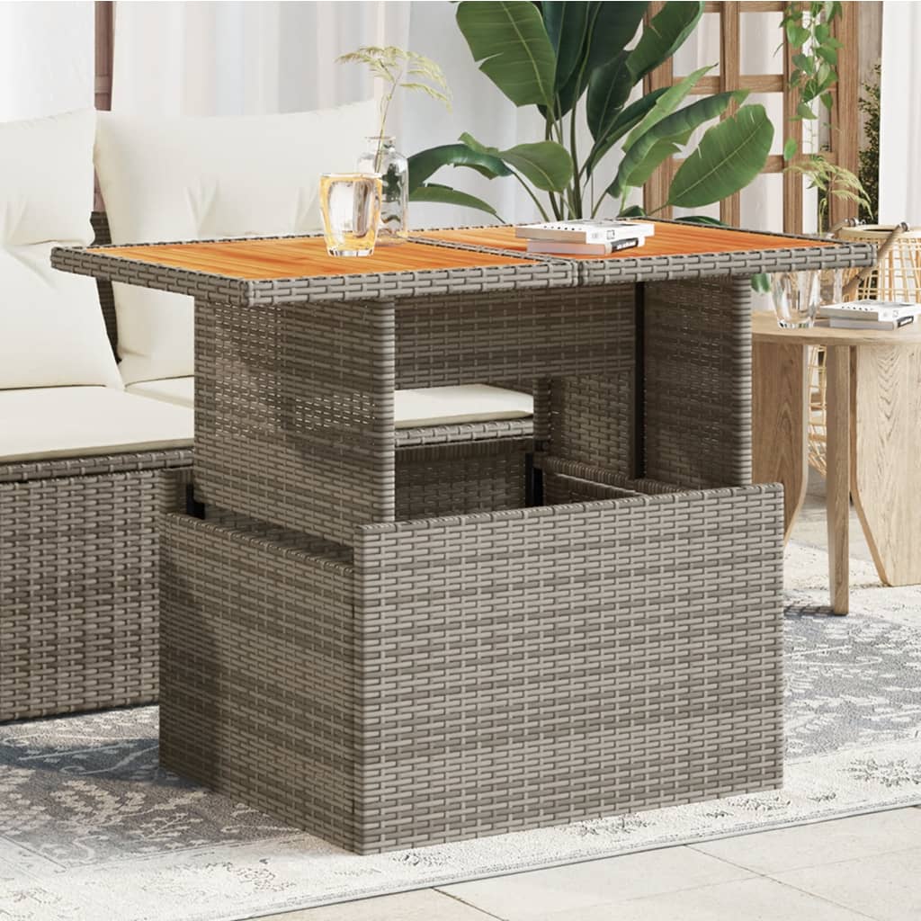 Tavolo Giardino Grigio 100x55x73 cm Polyrattan e Legno Acacia