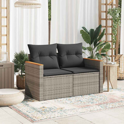 Divano da Giardino con Cuscini 2 Posti Grigio in Polyrattan | homemem39