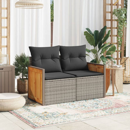 Divano da Giardino con Cuscini 2 Posti Grigio in Polyrattan | homemem39