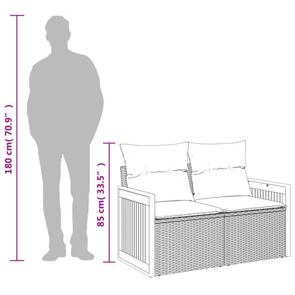 Divano da Giardino con Cuscini 2 Posti Grigio in Polyrattan | homemem39