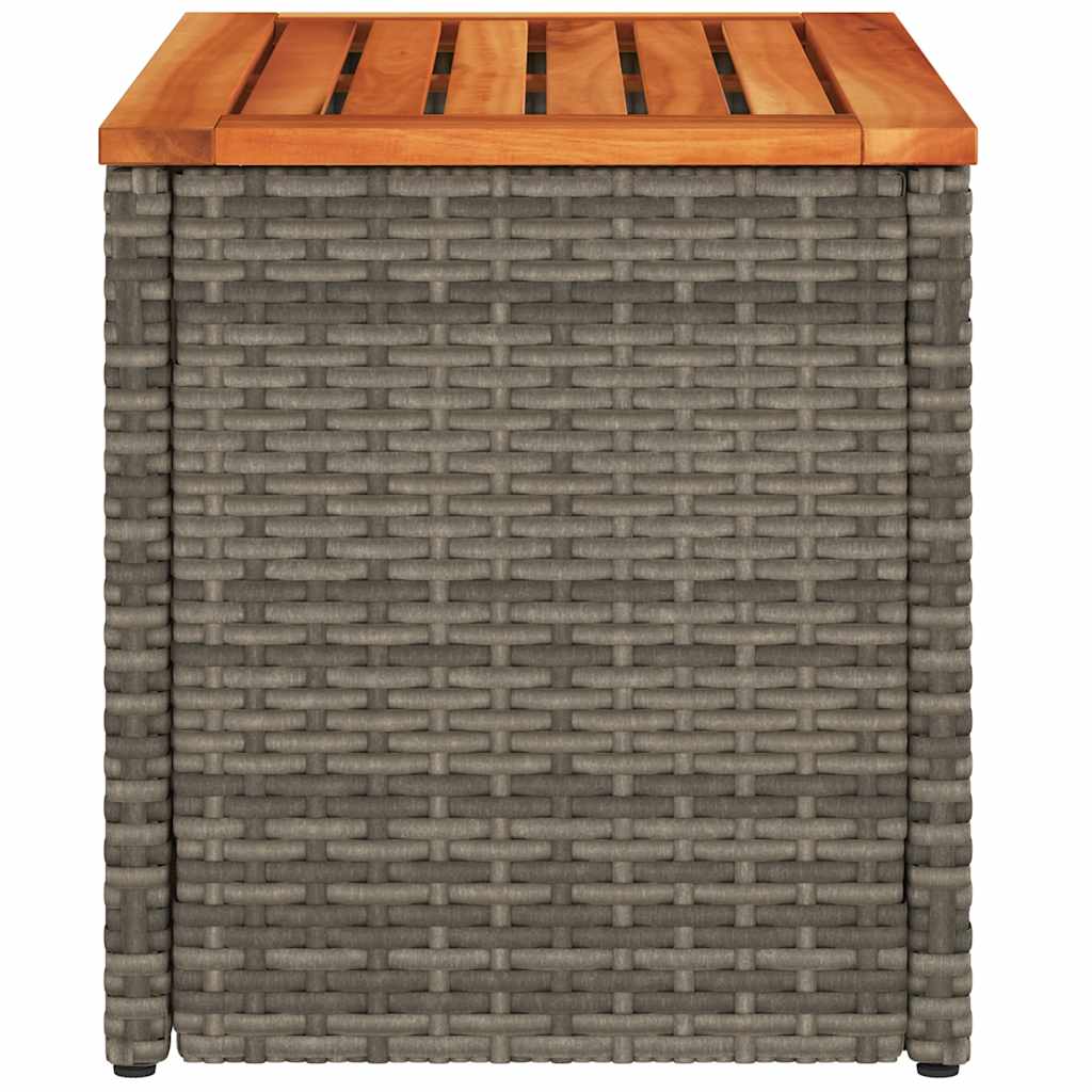 Tavolini Giardino 2pz Grigi 55x34x37 Polyrattan Legno Massello