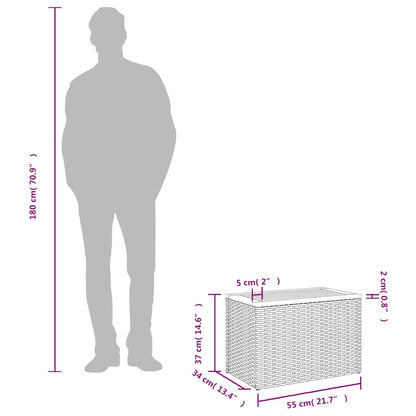 Tavolini Giardino 2pz Grigi 55x34x37 Polyrattan Legno Massello - homemem39