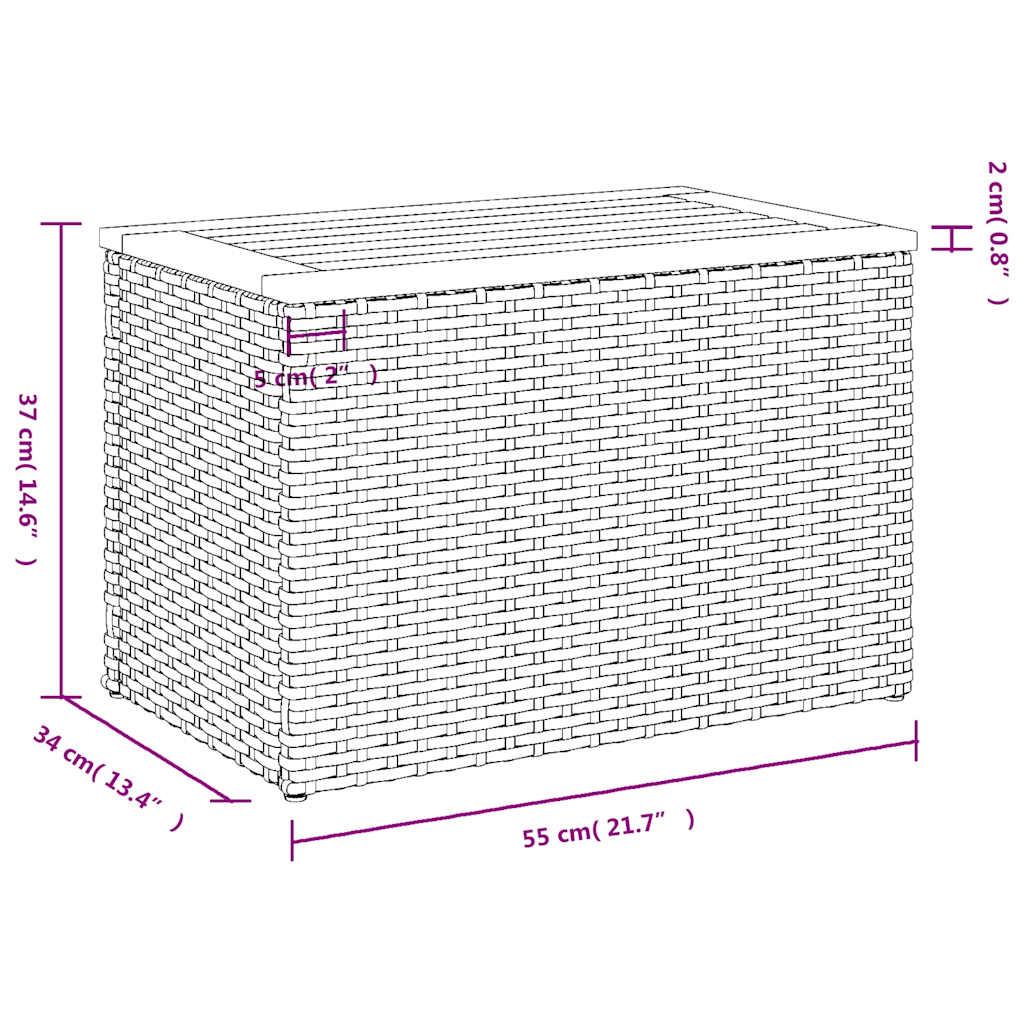 Tavolini Giardino 2pz Grigi 55x34x37 Polyrattan Legno Massello