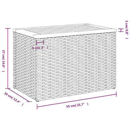 Tavolini Giardino 2pz Grigi 55x34x37 Polyrattan Legno Massello