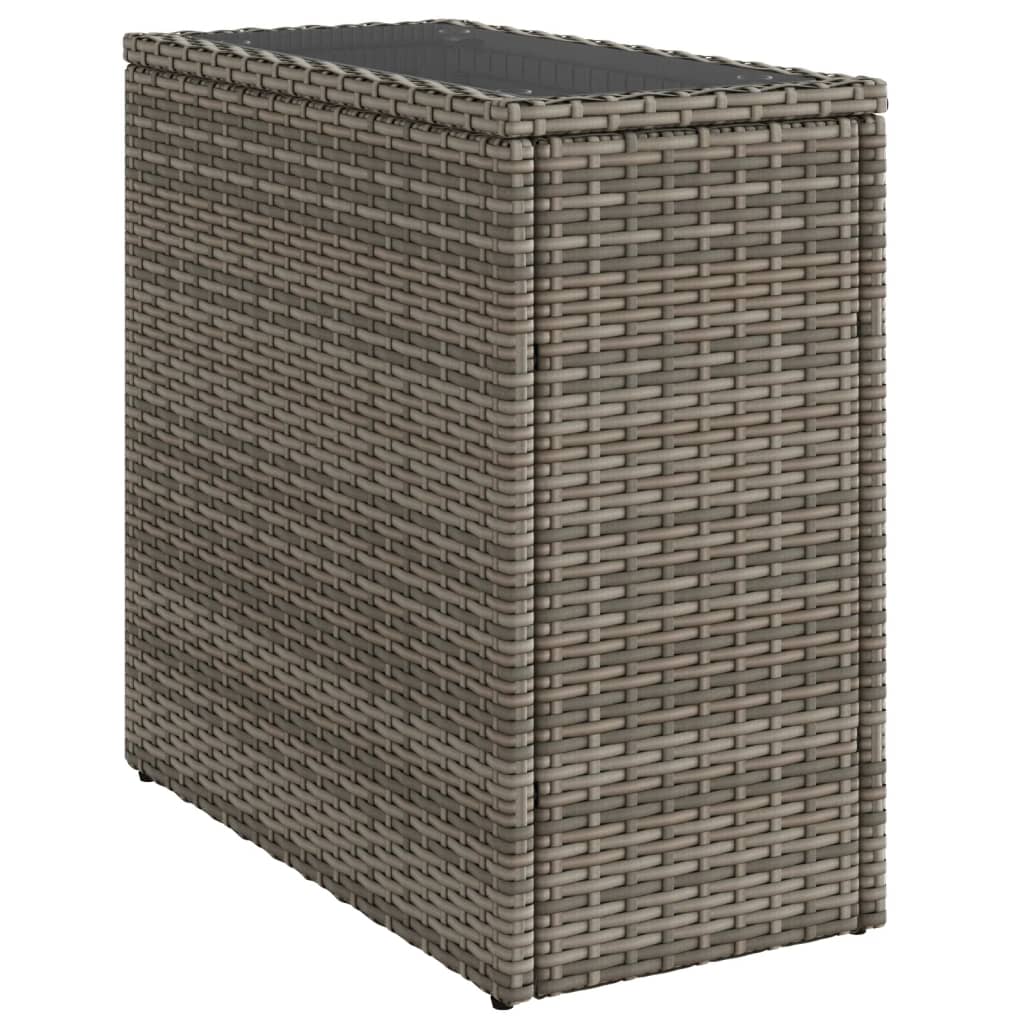 Tavolino Giardino Piano Vetro Grigio 58x27,5x55 cm Polyrattan | homemem39