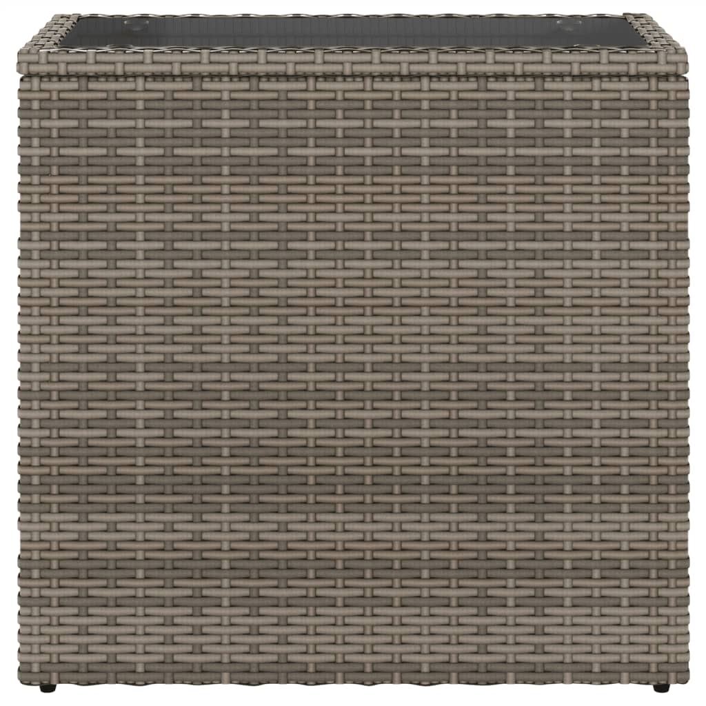 Tavolino Giardino Piano Vetro Grigio 58x27,5x55 cm Polyrattan | homemem39