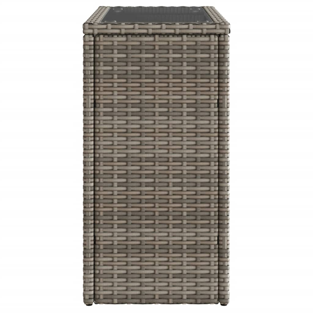 Tavolino Giardino Piano Vetro Grigio 58x27,5x55 cm Polyrattan | homemem39