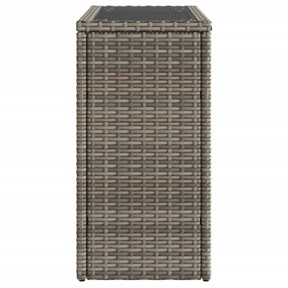 Tavolino Giardino Piano Vetro Grigio 58x27,5x55 cm Polyrattan | homemem39