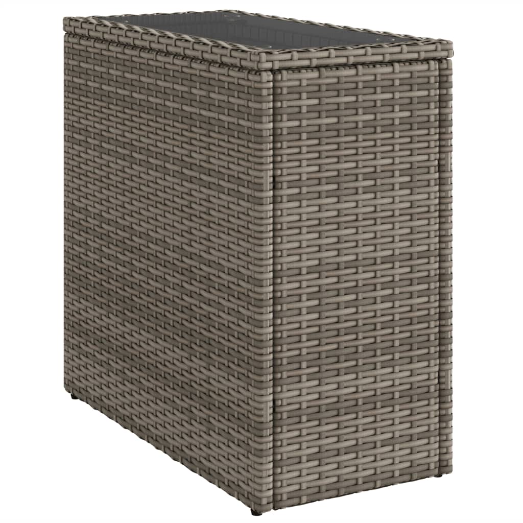 Tavolino Giardino Piano Vetro Grigio 58x27,5x55 cm Polyrattan | homemem39