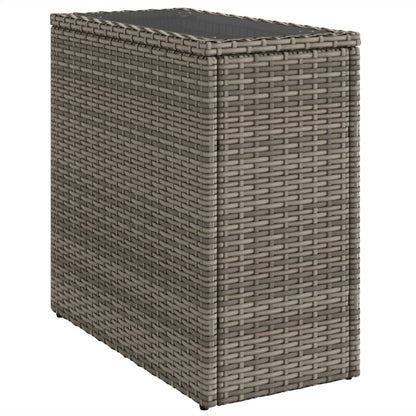Tavolino Giardino Piano Vetro Grigio 58x27,5x55 cm Polyrattan | homemem39