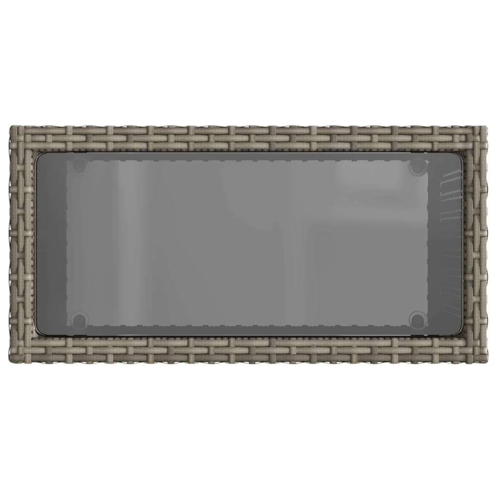 Tavolino Giardino Piano Vetro Grigio 58x27,5x55 cm Polyrattan | homemem39