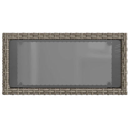 Tavolino Giardino Piano Vetro Grigio 58x27,5x55 cm Polyrattan | homemem39