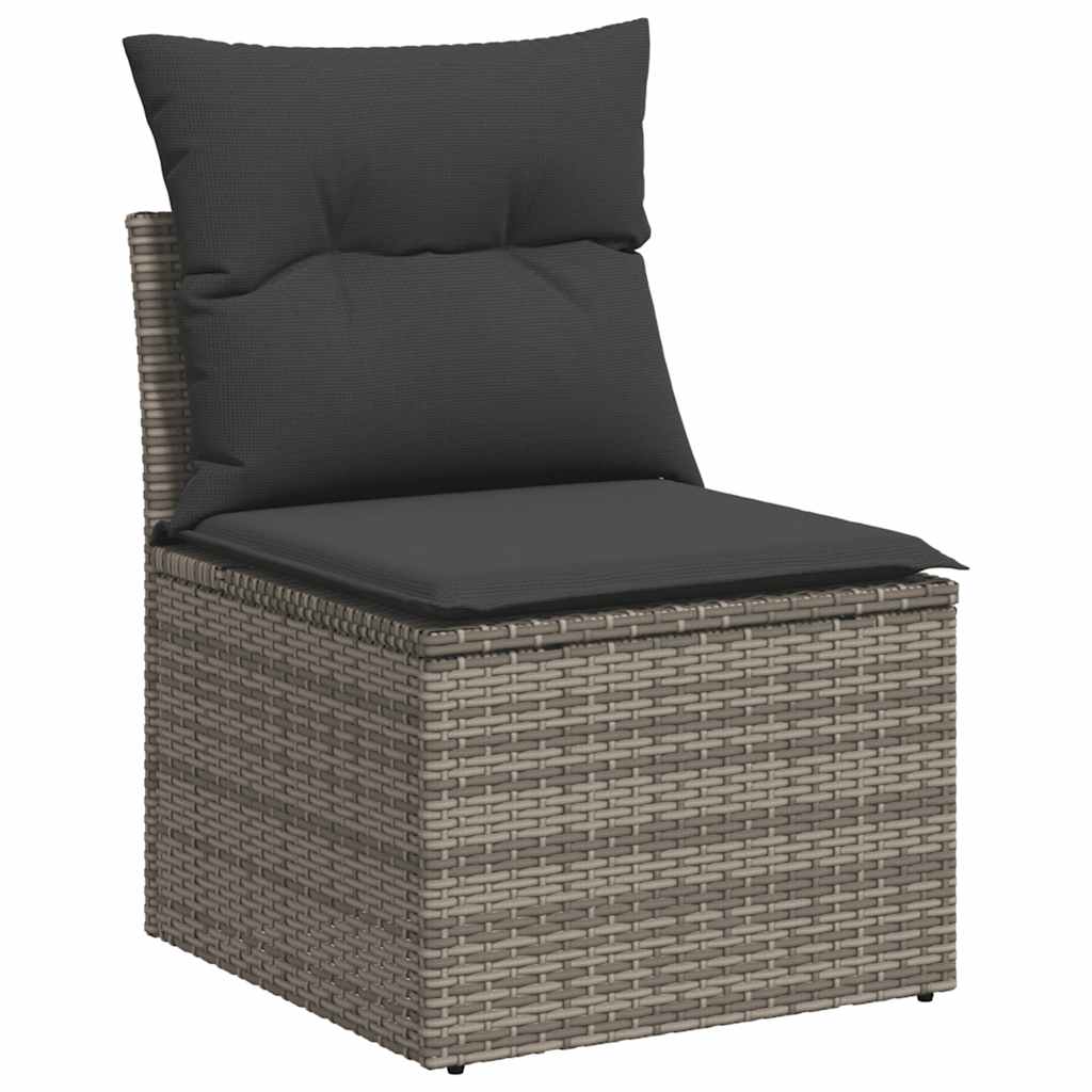 Sedia Giardino Senza Braccioli con Cuscini Grigio in Polyrattan - homemem39