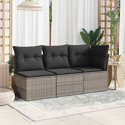 Sedia Giardino Senza Braccioli con Cuscini Grigio in Polyrattan - homemem39