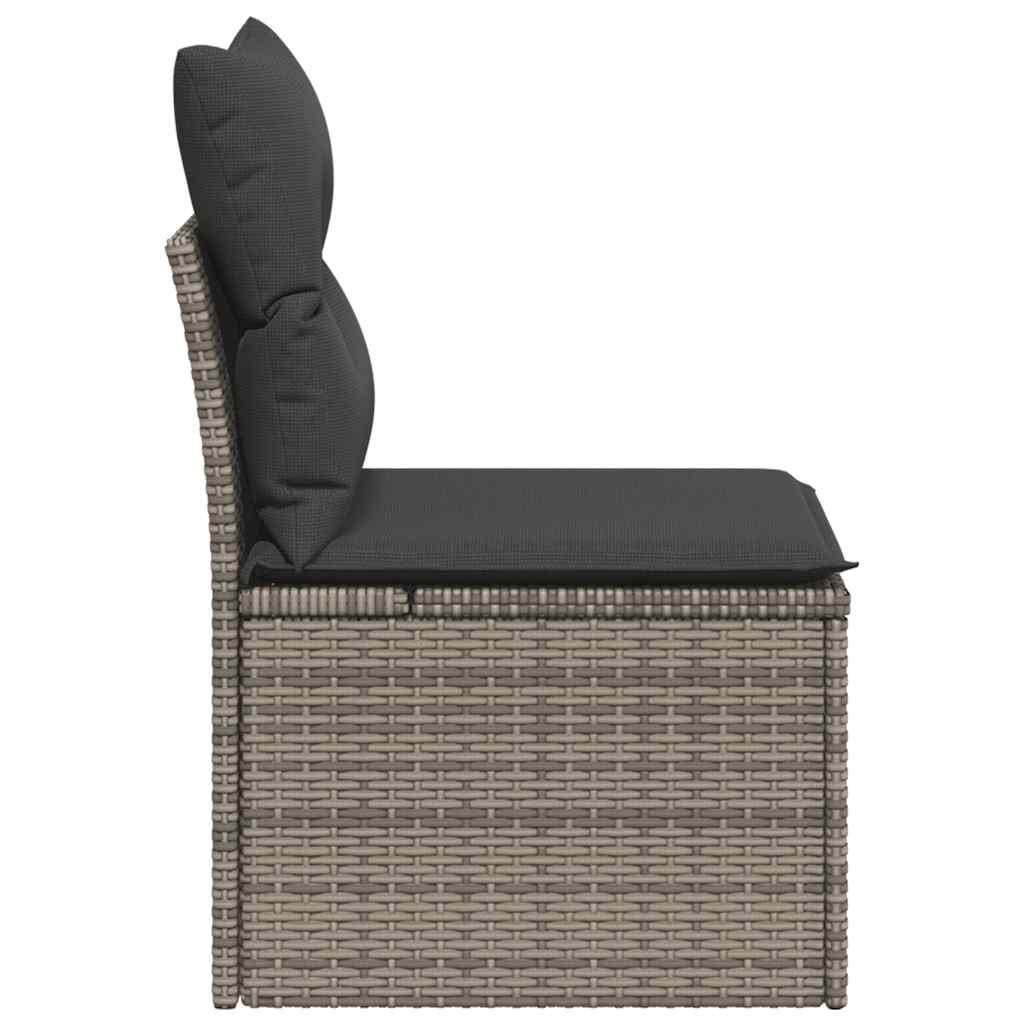 Sedia Giardino Senza Braccioli con Cuscini Grigio in Polyrattan - homemem39