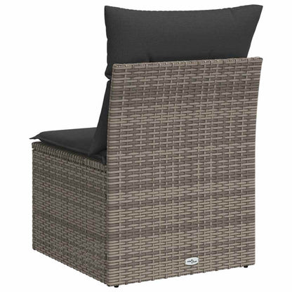 Sedia Giardino Senza Braccioli con Cuscini Grigio in Polyrattan - homemem39