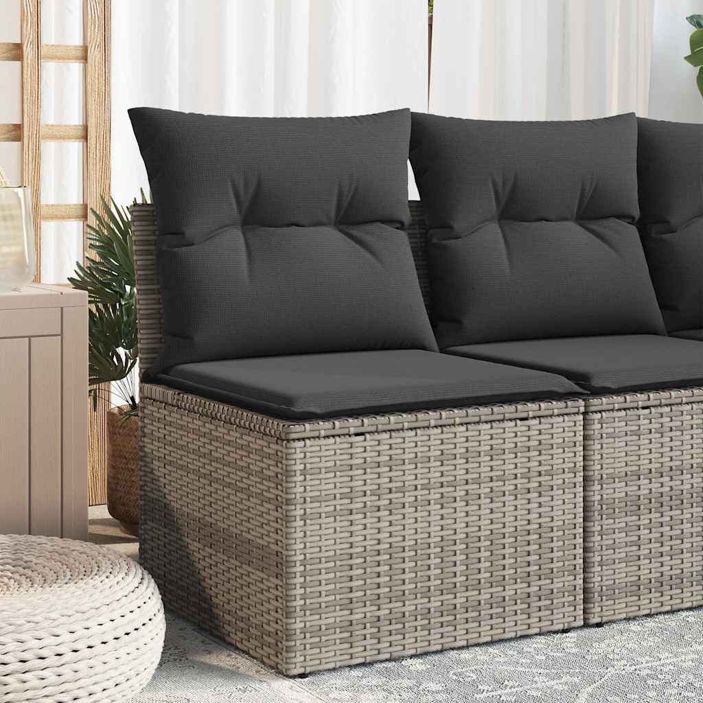 Sedia Giardino Senza Braccioli con Cuscini Grigio in Polyrattan - homemem39