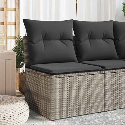 Sedia Giardino Senza Braccioli con Cuscini Grigio in Polyrattan - homemem39