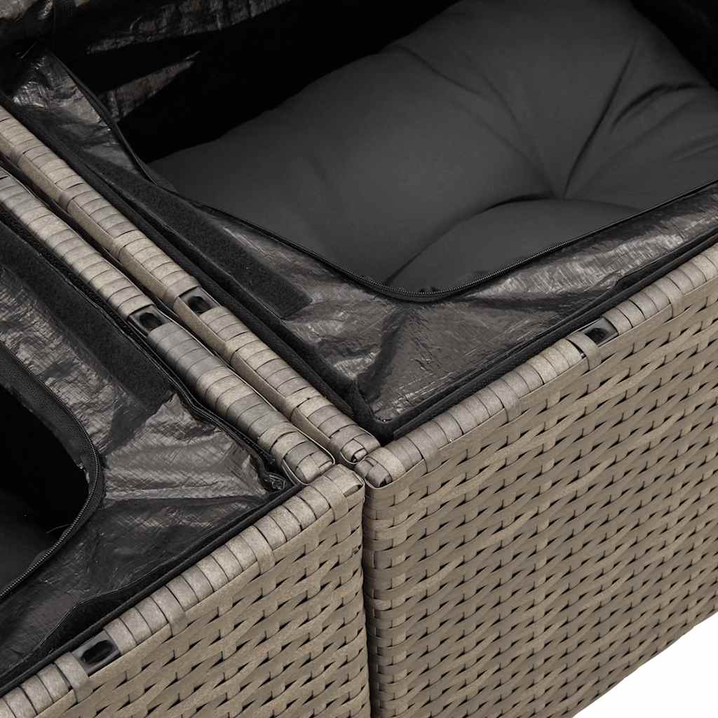 Divano da Giardino con Cuscini 2 Posti Grigio in Polyrattan | homemem39