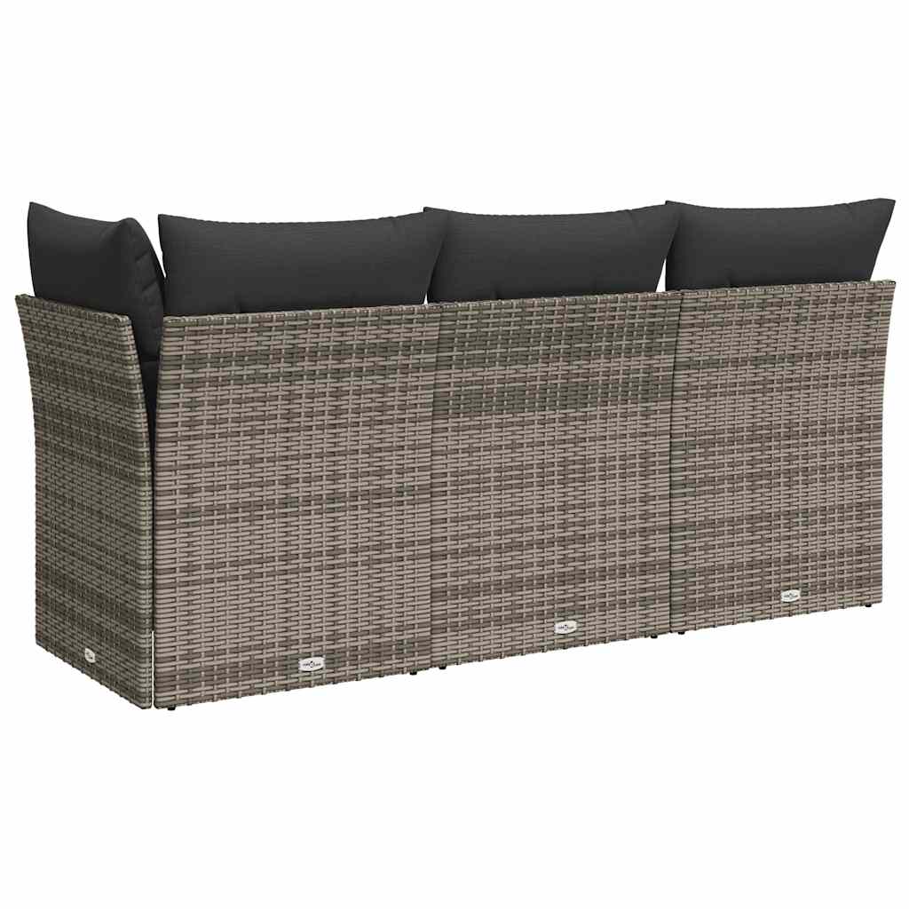 Divano da Giardino con Cuscini 3 Posti Grigio in Polyrattan | homemem39